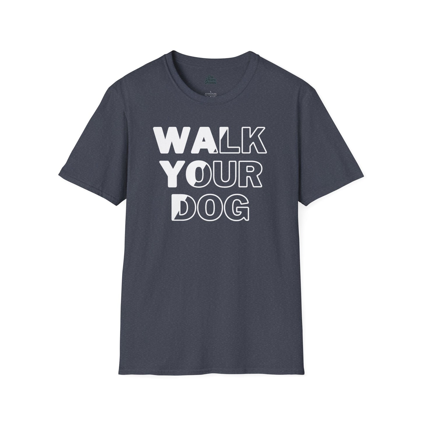 âWalk Your Dogâ Bold Minimalist Tee Heather Navy