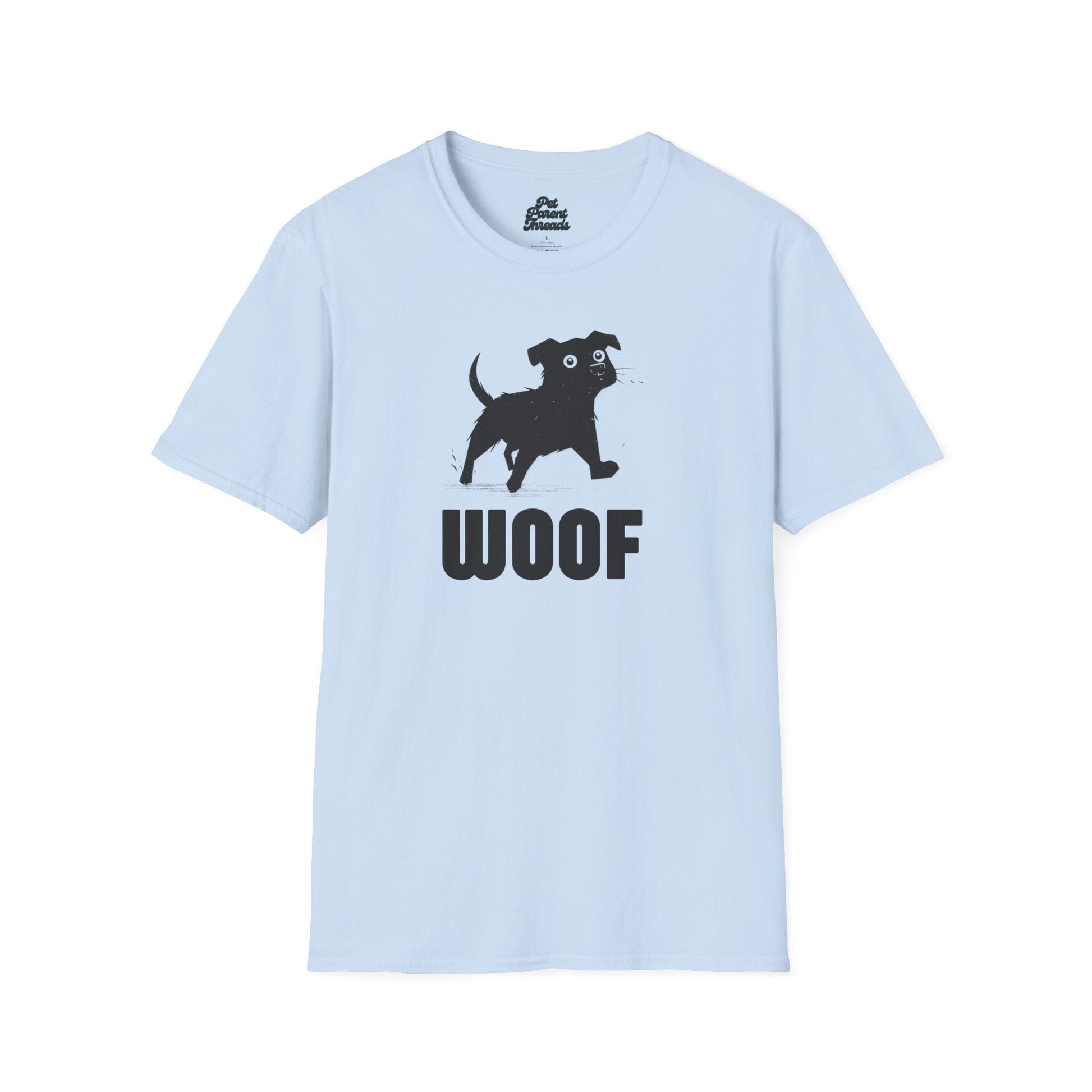 âWOOFâ Playful Minimalist Graphic Tee Light Blue
