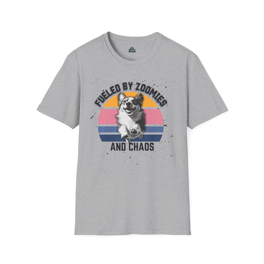 Zoomies and Chaos Corgi Graphic Tee Sport Grey